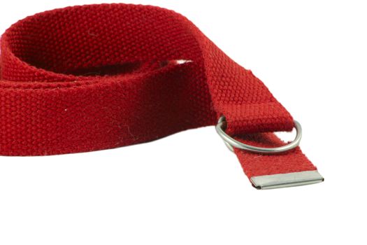 red wadding belt over white