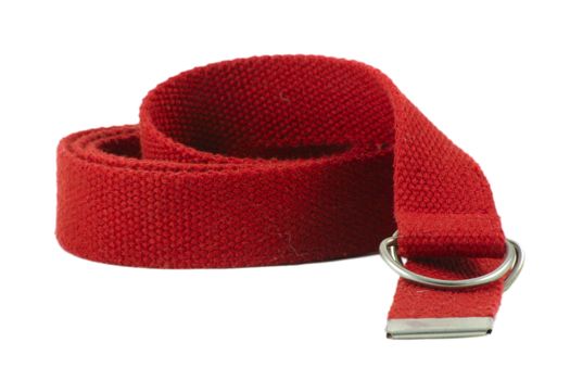 red wadding belt over white