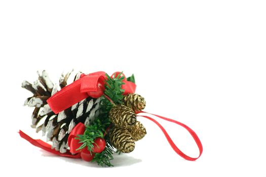 pine cones  christmas decoration isolated over white