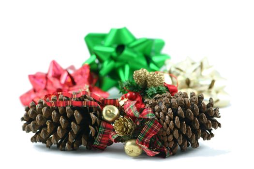 pine cones and bows  christmas decoration