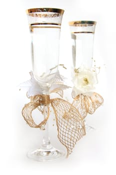 Wedding glasses on white isolated