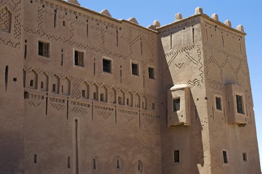 Exterior detail of Taourirt Kasbah, Ouarzazate. Best of Morocco.