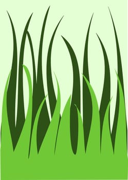 Illustration of two layers of grass on a light green background.