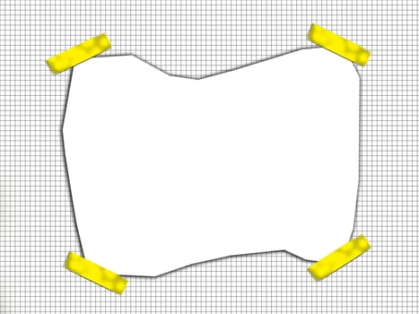 A blank irregular customisable space with the effect of sticky tape on the corners.