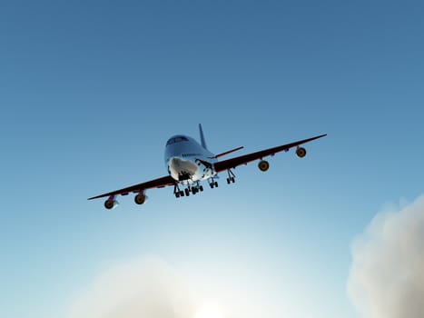 Plane flying over some clouds in the sky.