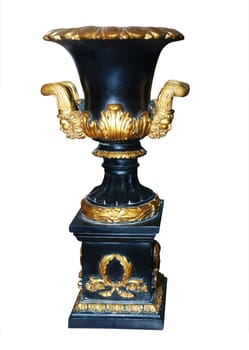 Antique Gold and Blue Vase isolated with clipping path         