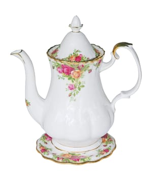 Floral China Teapot isolated with clipping path   Matching Telephone also in my portfolio        