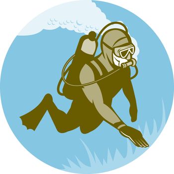 illustration of a scuba diver diving 