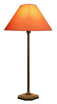 Tall Lamp with Orange shade isolated with clipping path          