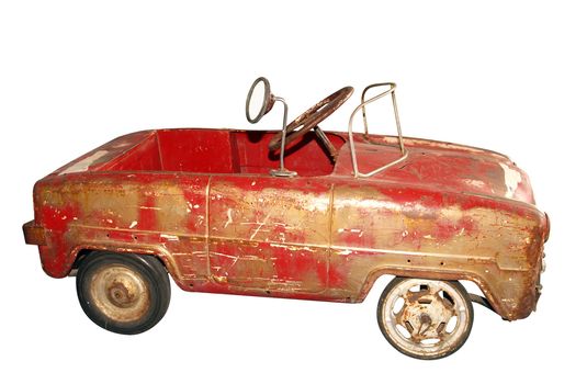 Antique Pedal Car isolated with clipping path        