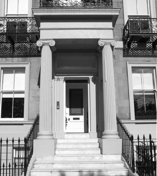 A traditional entrance door of a British house