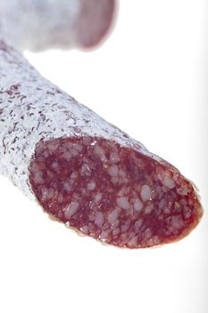 closeup of a salami sausage
