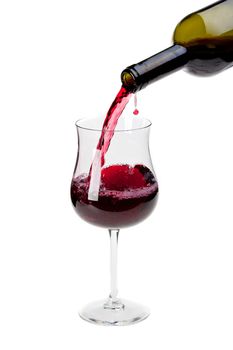 pouring red wine into a glass