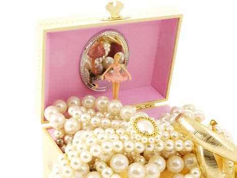 Jewelery box with ballerina, isolated towards white