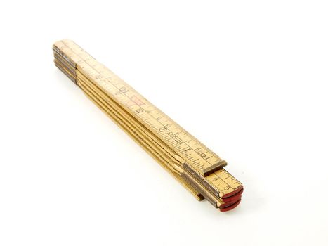 Wooden 1 meter, measurement tool, towards white background