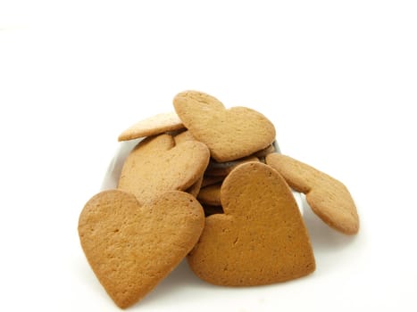 Heart shaped gingerbread, white background