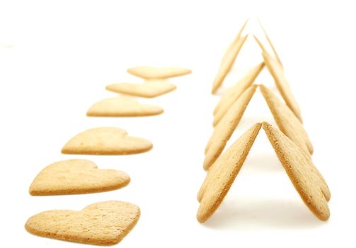 Heart shaped gingerbread, white background