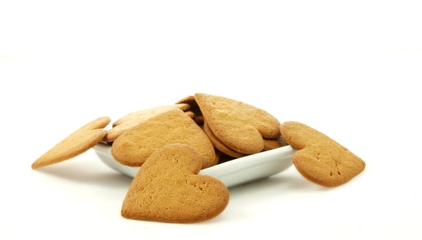 Heart shaped gingerbread, white background