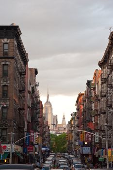 looking up st with Empire State Building in background