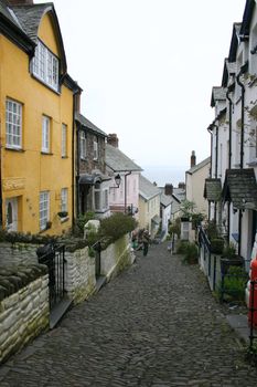 long cobbled steep steps in a village street
