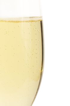 clear half glass with champagne isolated on white