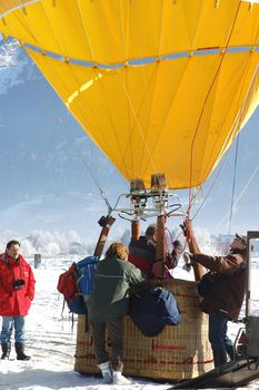 ZELL AM SEE, AUSTRIA - JAN 26: BP Gas Balloon Trophy 2010. 47 Balloon pilotes of seven nations starting for the international balloon trophy on January 26 2010 in Zell am See, Austria.