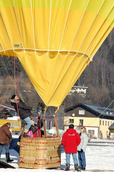 ZELL AM SEE, AUSTRIA - JAN 26: BP Gas Balloon Trophy 2010. 47 Balloon pilotes of seven nations starting for the international balloon trophy on January 26 2010 in Zell am See, Austria.