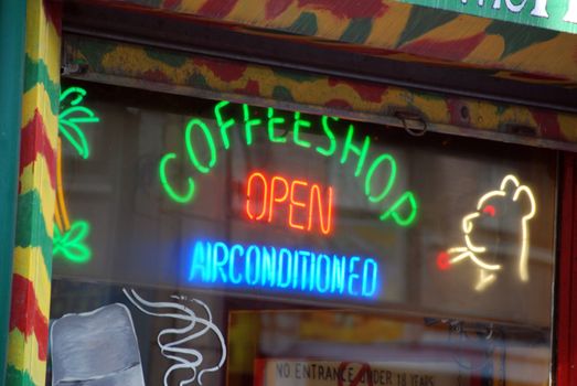 AMSTERDAM, NETHERLANDS - SEPTEMBER 2007. Coffee shop in Amsterdam. offeeshops are establishments in the Netherlands where the sale of cannabis for personal consumption by the public is tolerated by the local authorities.