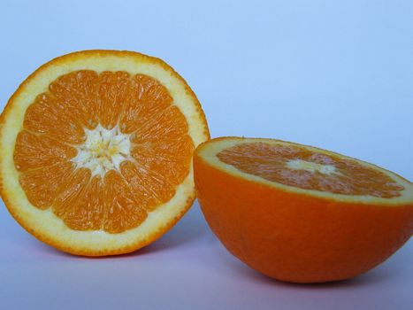 An orange on a table ready to eat