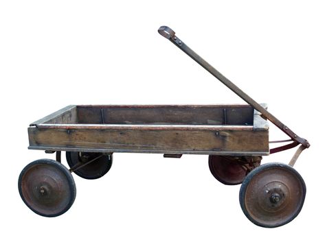 Antique Wooden Trolley isolated with clipping path
         