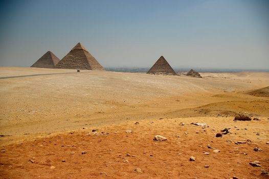 The Egyptian pyramids with desert