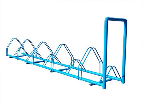 Blue Bike stand isolated with clipping path     