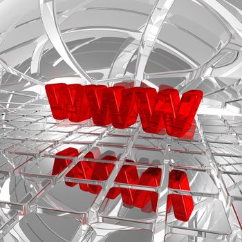 red letters www in techno space - 3d illustration