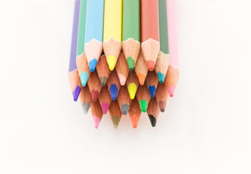 collection of colorful pencils isolated on white background