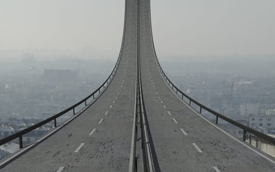 steep concrete road with urban background