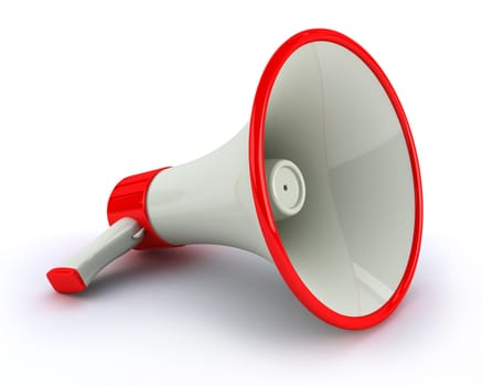 Very high resolution megaphone on white background