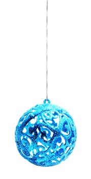 Blue Christmas ball isolated on white background