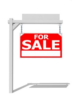 Real estate sign on white
