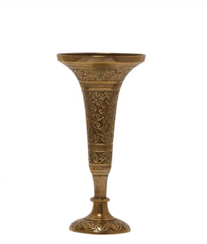 Brass vase isolated with clipping path    