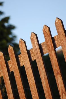 wooden boundary fence close-up