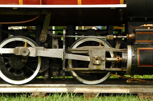 large scale model steam engine on tracks