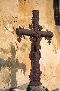 Cross marking a tomb in the graveyard at Sauboires SW France