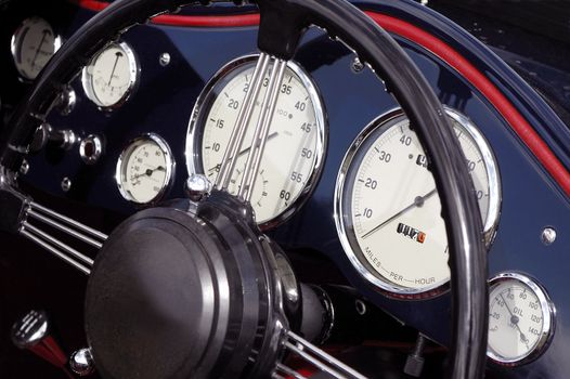 vintage automobile dashboard close-up