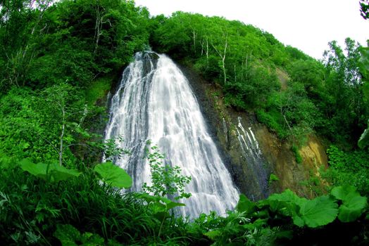 The wild nature of Sakhalin, waterfall