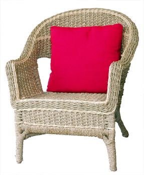 Cane Chair with Cushion isolated with clipping path  