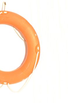 half a lifebouy ring against a white background