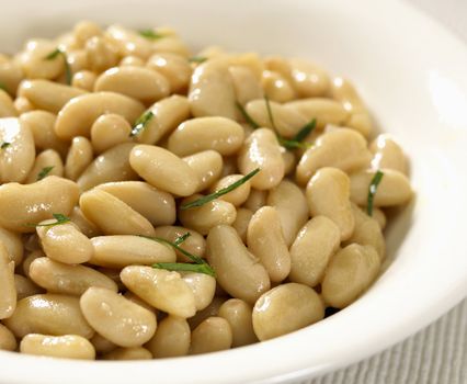 beans plate with vegetable isolated on white