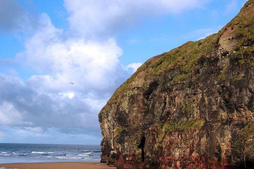 ballybunion beach in winter with the cliffs