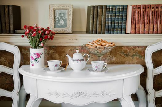 A shot of romantic dinner table in luxury home