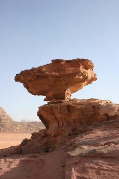 A strange stone formation in Wadi Rum, Jordan